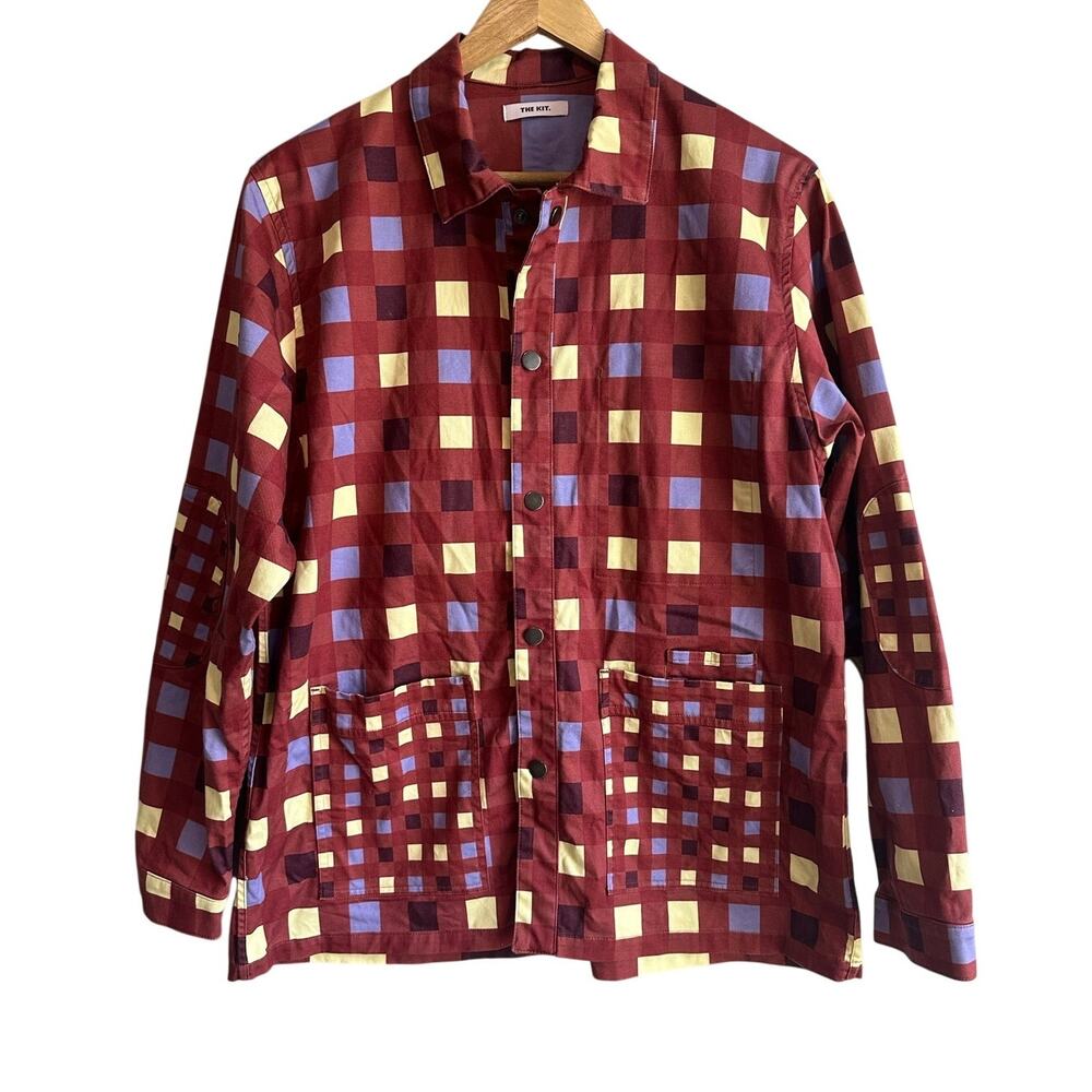 The Kit Multi Colored Painters Jacket Snap Front L Gingham